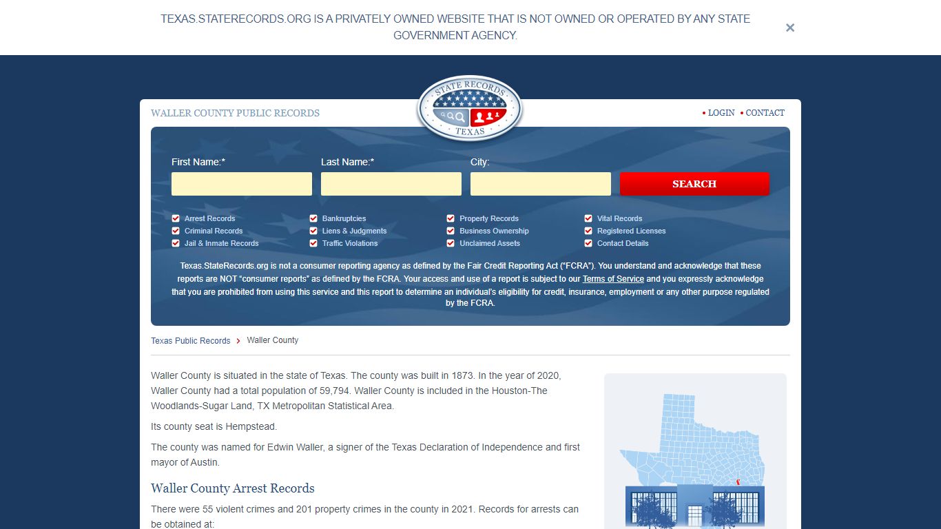 Waller County Arrest, Court, and Public Records | StateRecords.org
